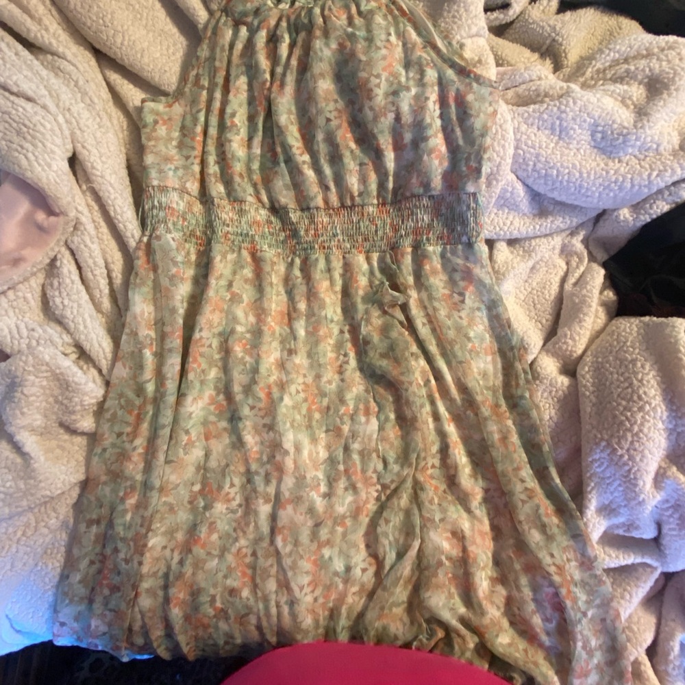 Cato Floral Casual Dress - Green and Orange
